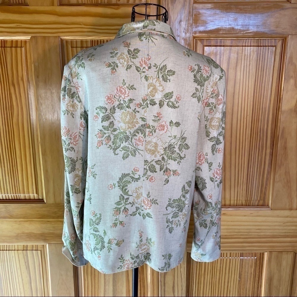 Vintage Paul Harris Lined Floral Linen Rayon Blazer Size Large - Picture 7 of 15